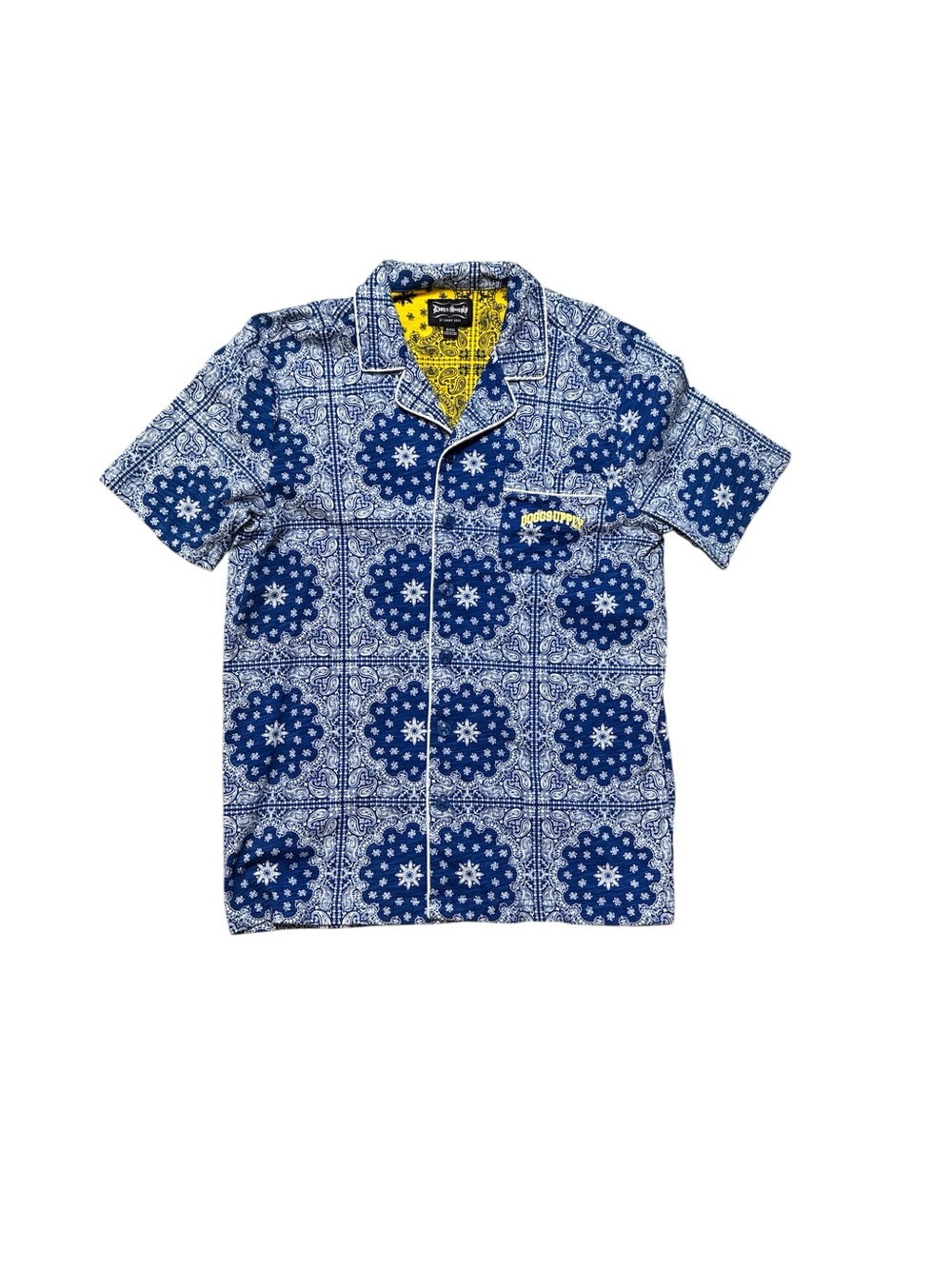 Dogg Supply Shirt Mens Small Blue & White Paisley Bandana Button Up Snoop Dogg